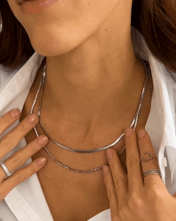 Flat Snake Silver Necklace