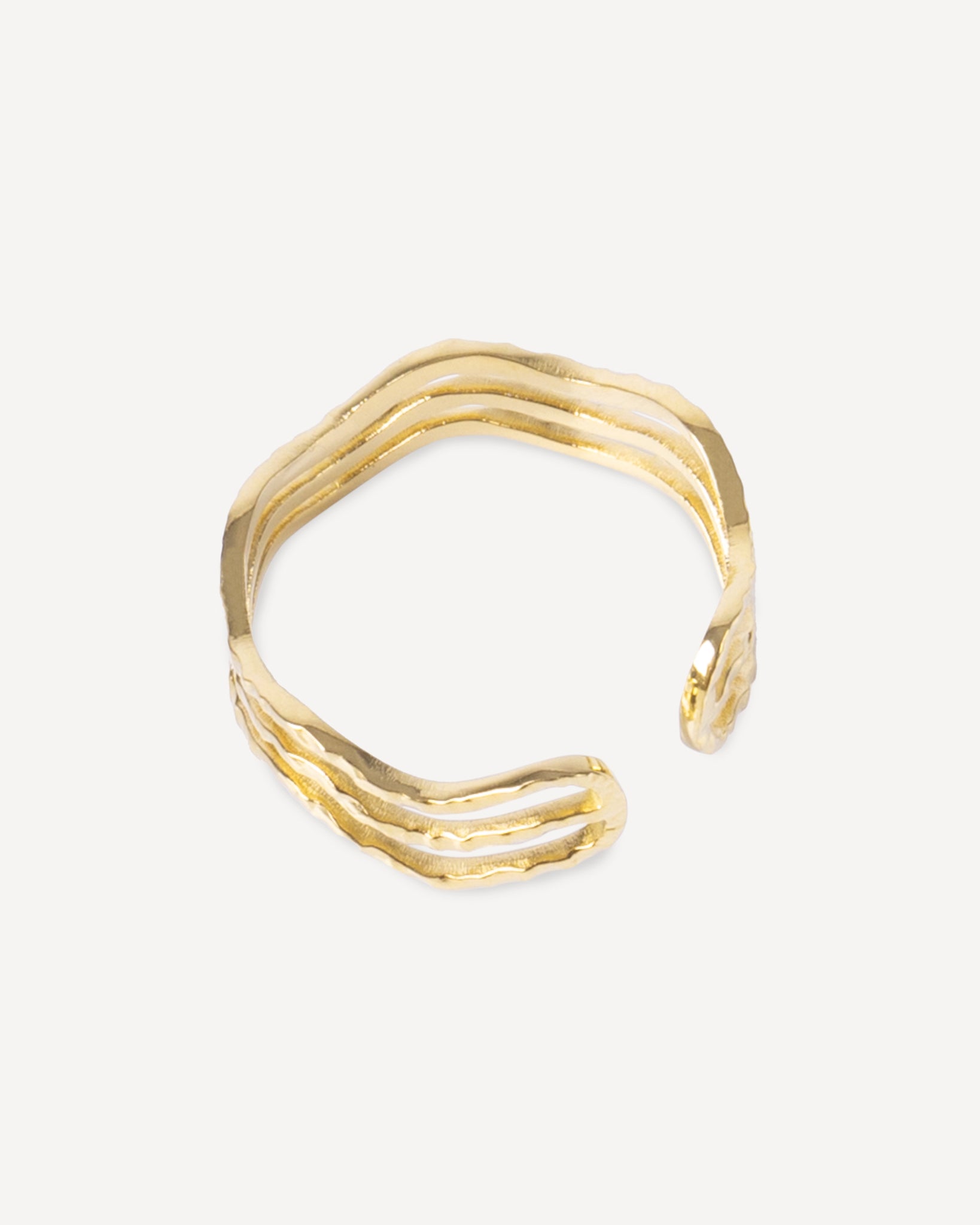 Hammered Wave Gold Ring