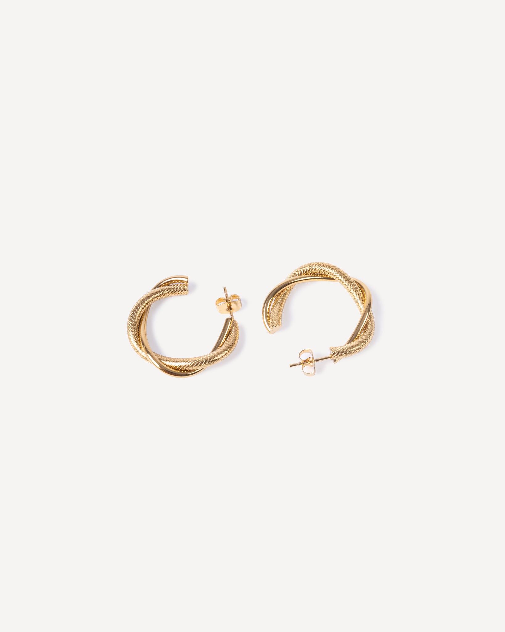 Twisted Detail Midi Gold Hoops