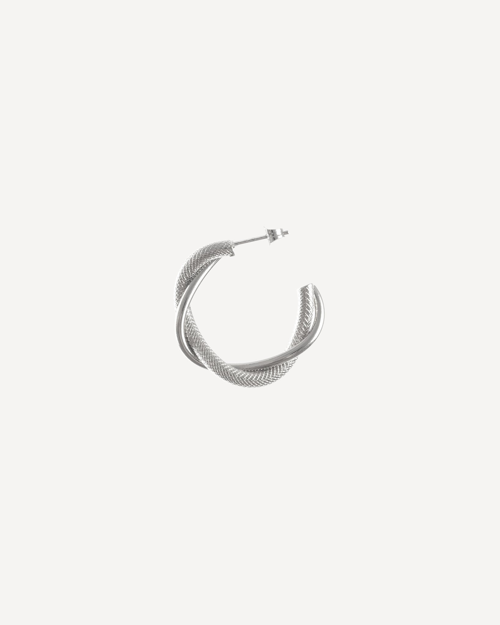 Twisted Detail Midi Silver Hoops